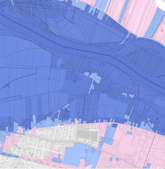Thematische Fachkarte mit Gewässern, Schutzflächen und Nutzungszonen