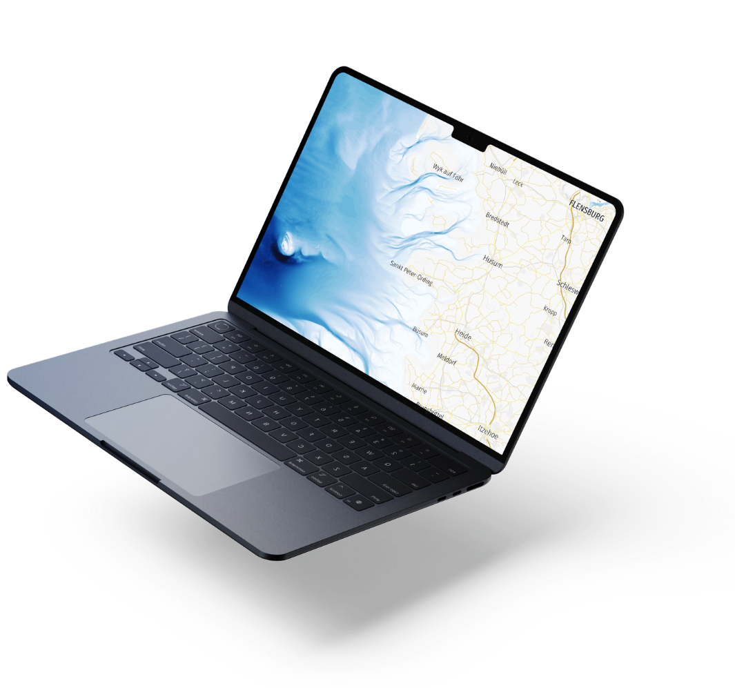Laptop mit Isobathen und ATKIS Daten