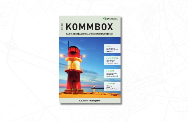 Titelbild der KOMMBOX mit Leuchtturm und Schwerpunkt auf nachhaltigen räumlichen Fragestellungen