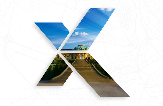 Symbolgrafik zur XPlanung mit Stadtansicht von Potsdam